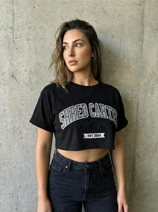 Shred Cartel Oversized Crop Top – Black