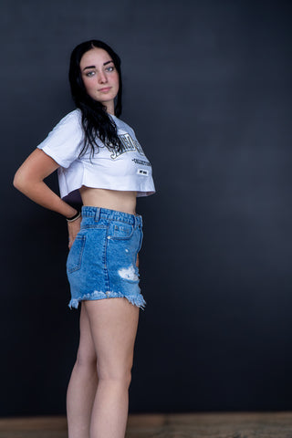 Shred Cartel Oversized Crop Top – White